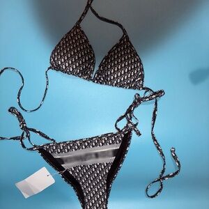 Black & Cream Signature Monogram Triangle Bikini